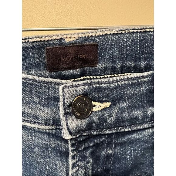 Mother Women's Blue The Insider High Rise Crop Step Fray Bootcut Jeans 27 NWOT - Picture 7 of 12